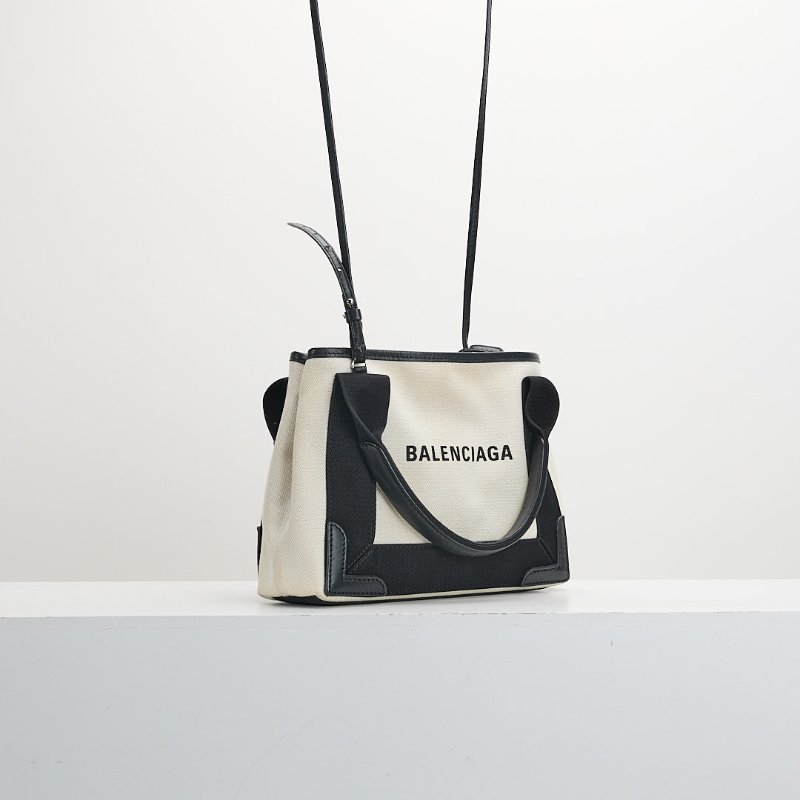 二手Balenciaga navy cabas 帆布包xs/白色黑字-2