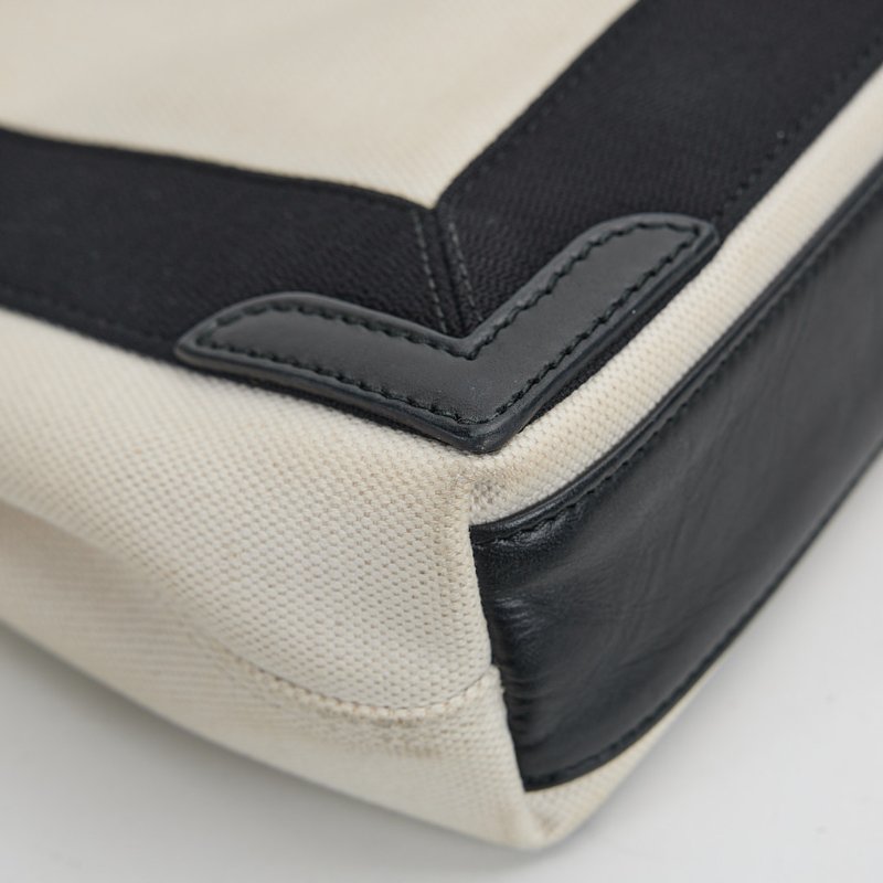 二手Balenciaga navy cabas 帆布包xs/白色黑字-7