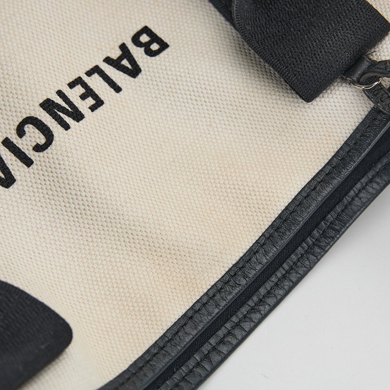 二手Balenciaga navy cabas 帆布包xs/白色黑字-8