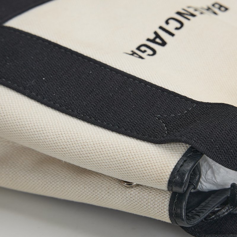 二手Balenciaga navy cabas 帆布包xs/白色黑字-9