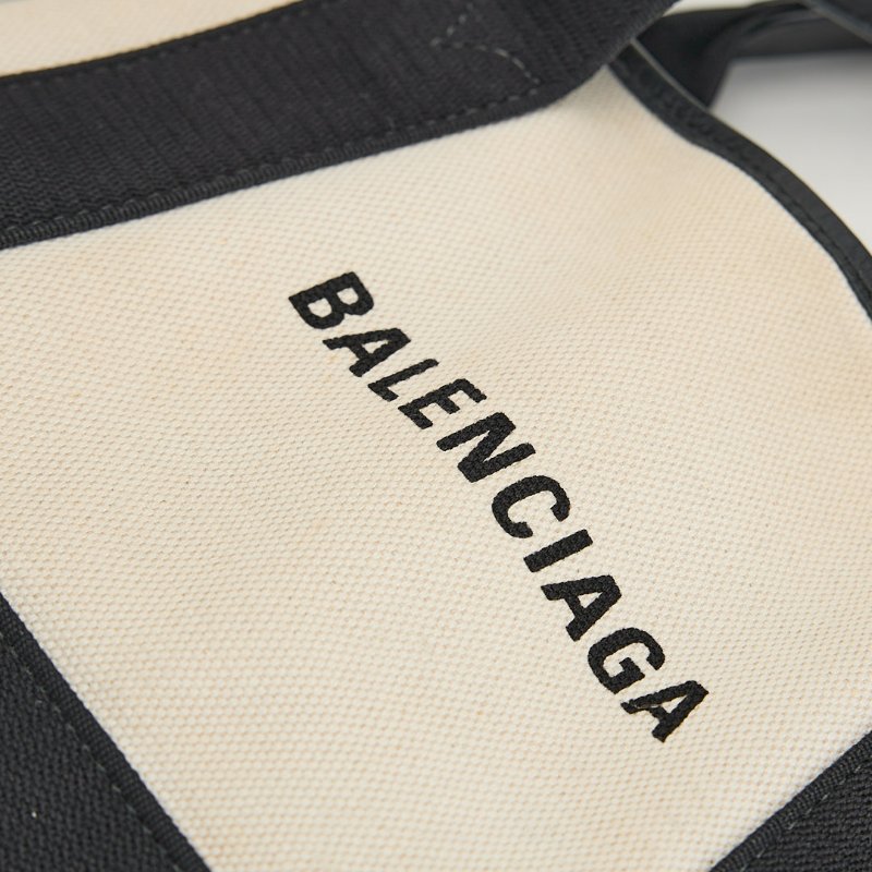 二手Balenciaga navy cabas 帆布包xs/白色黑字-11