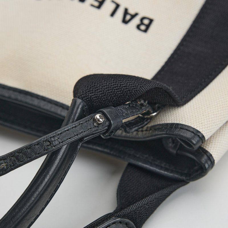 二手Balenciaga navy cabas 帆布包xs/白色黑字-18