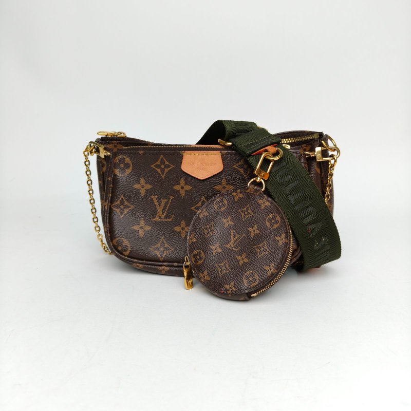 LOUIS VUITTON MultiPochetteAccessoires五合一綠肩帶老花PVC晶片肩背包-0
