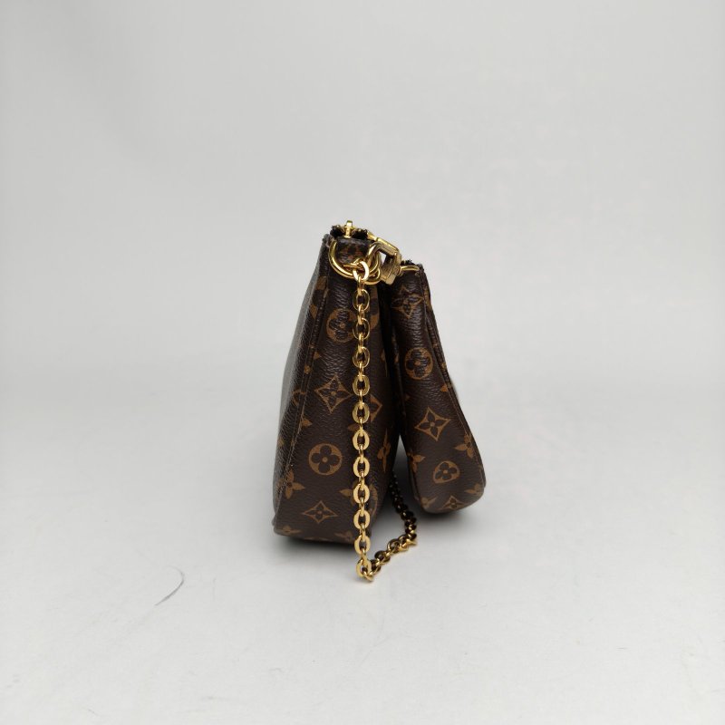 LOUIS VUITTON MultiPochetteAccessoires五合一綠肩帶老花PVC晶片肩背包-1