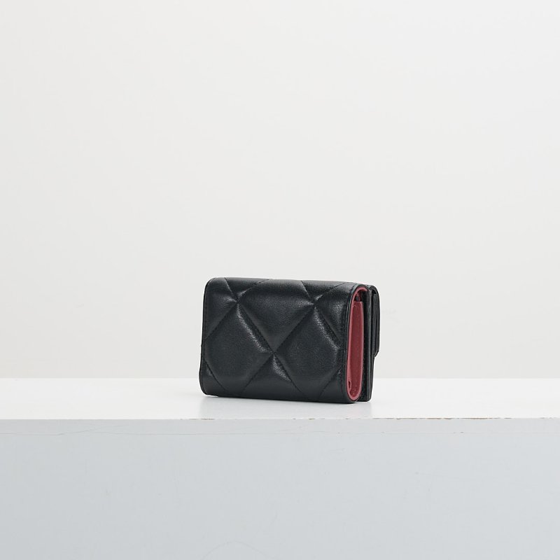 二手Chanel 19 mini 三折短夾/黑金-2