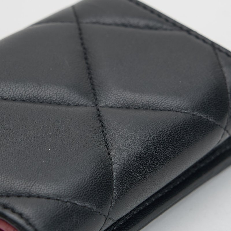 二手Chanel 19 mini 三折短夾/黑金-6