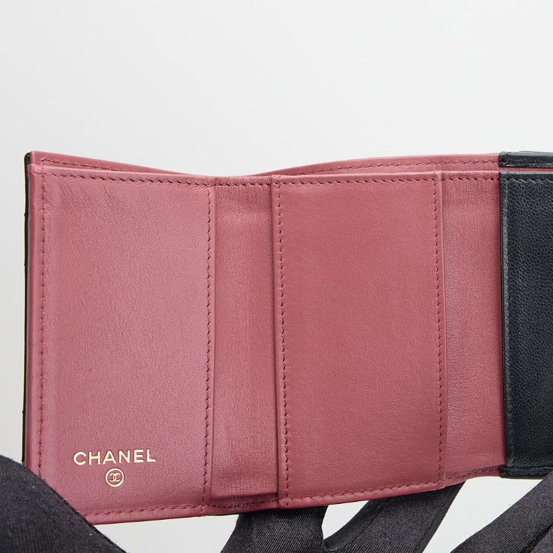 二手Chanel 19 mini 三折短夾/黑金-19