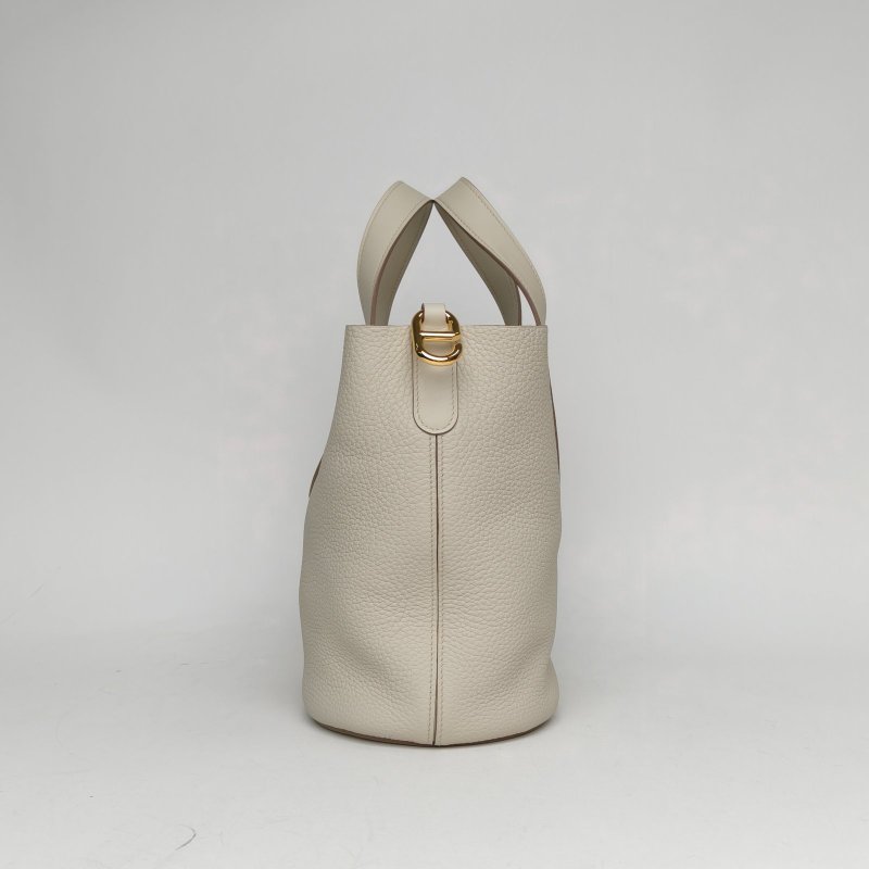 HERMES InTheLoop23豬鼻子菜籃子8L冰川白TC皮B刻金扣肩背包-1