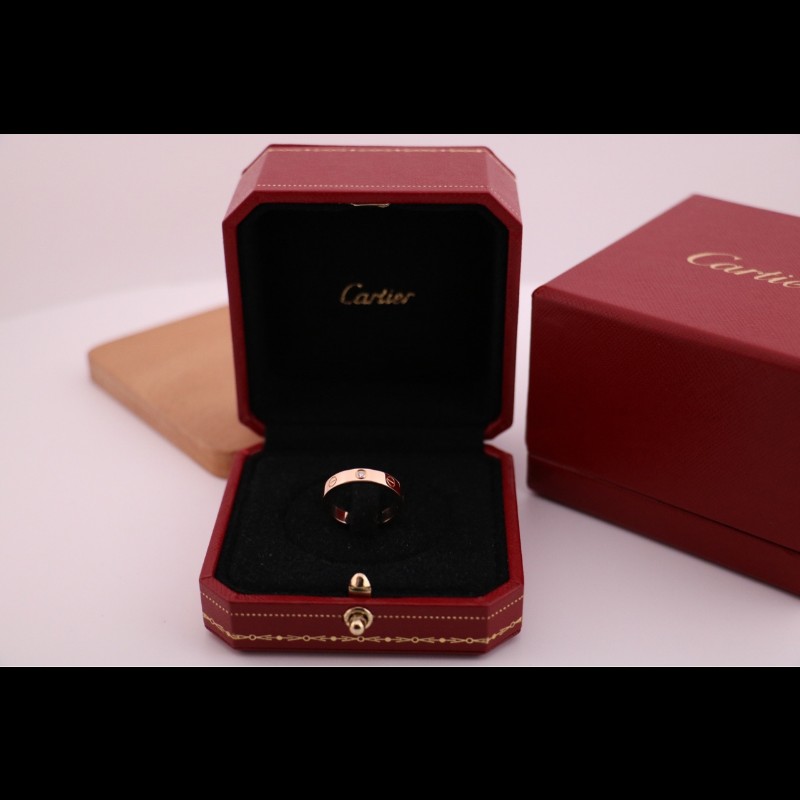 Cartier 18k玫瑰金 love戒指窄版 47號 有盒子-0