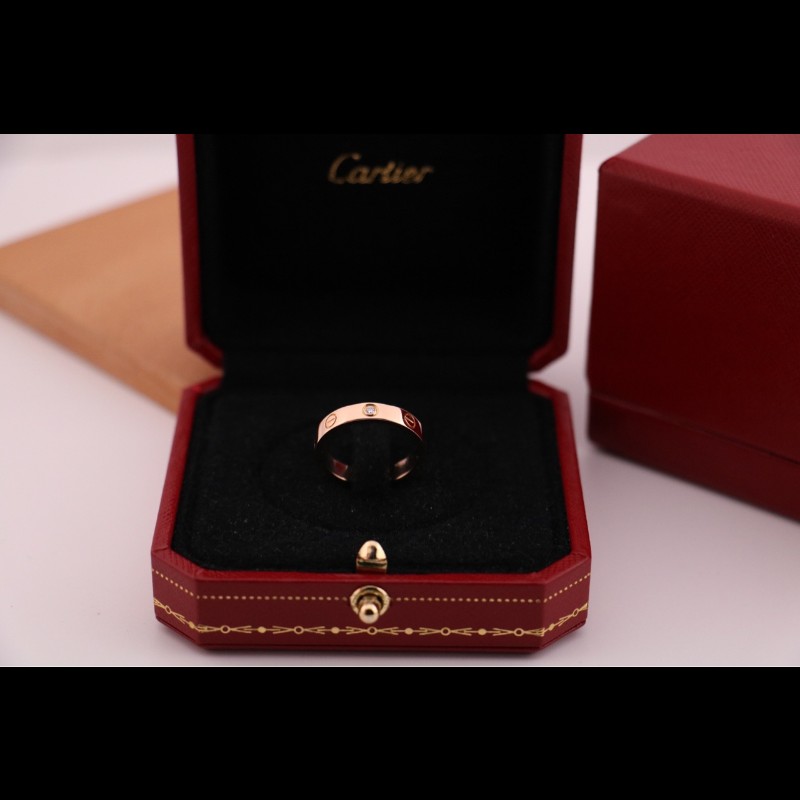 Cartier 18k玫瑰金 love戒指窄版 47號 有盒子-1