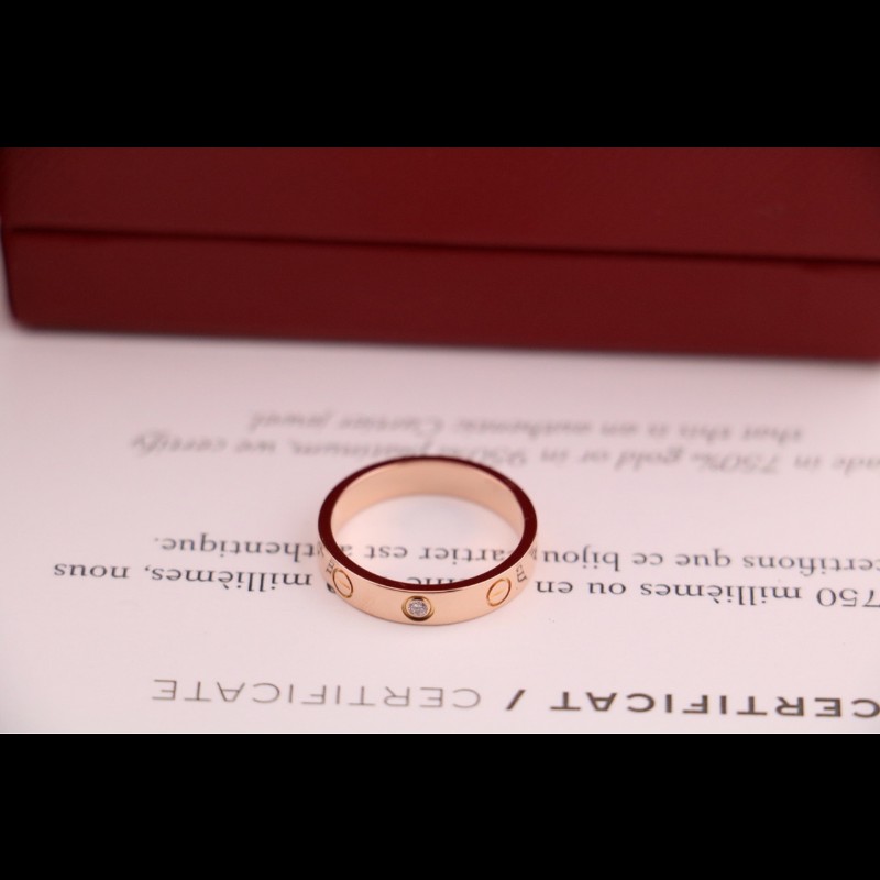 Cartier 18k玫瑰金 love戒指窄版 47號 有盒子-2