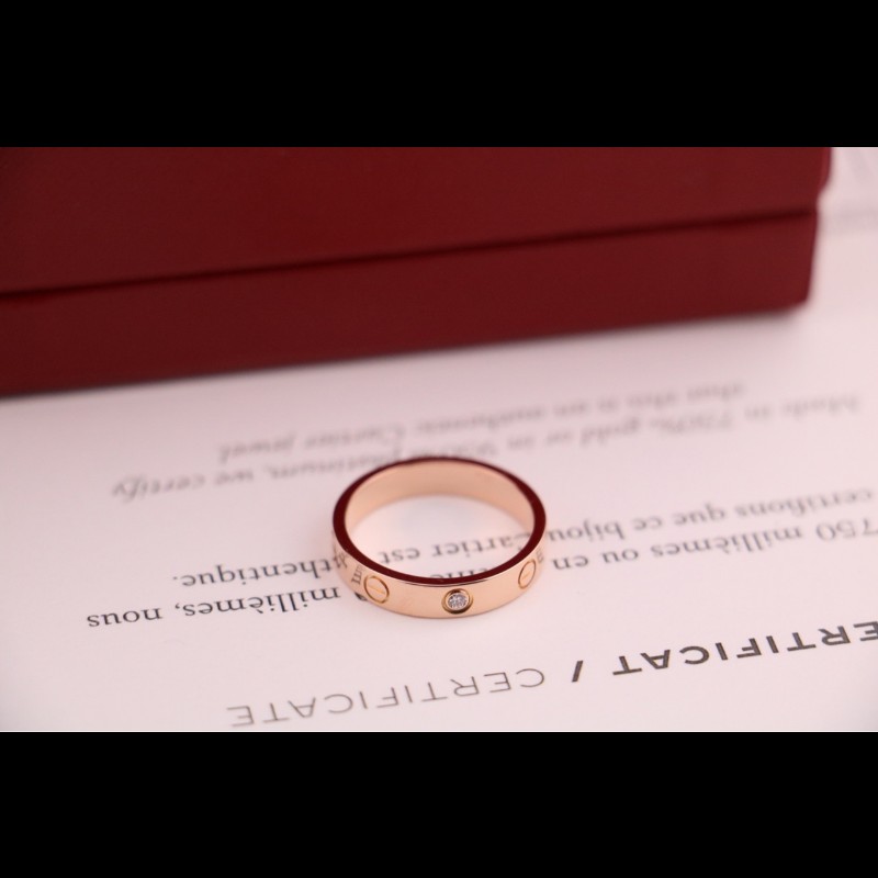 Cartier 18k玫瑰金 love戒指窄版 47號 有盒子-3