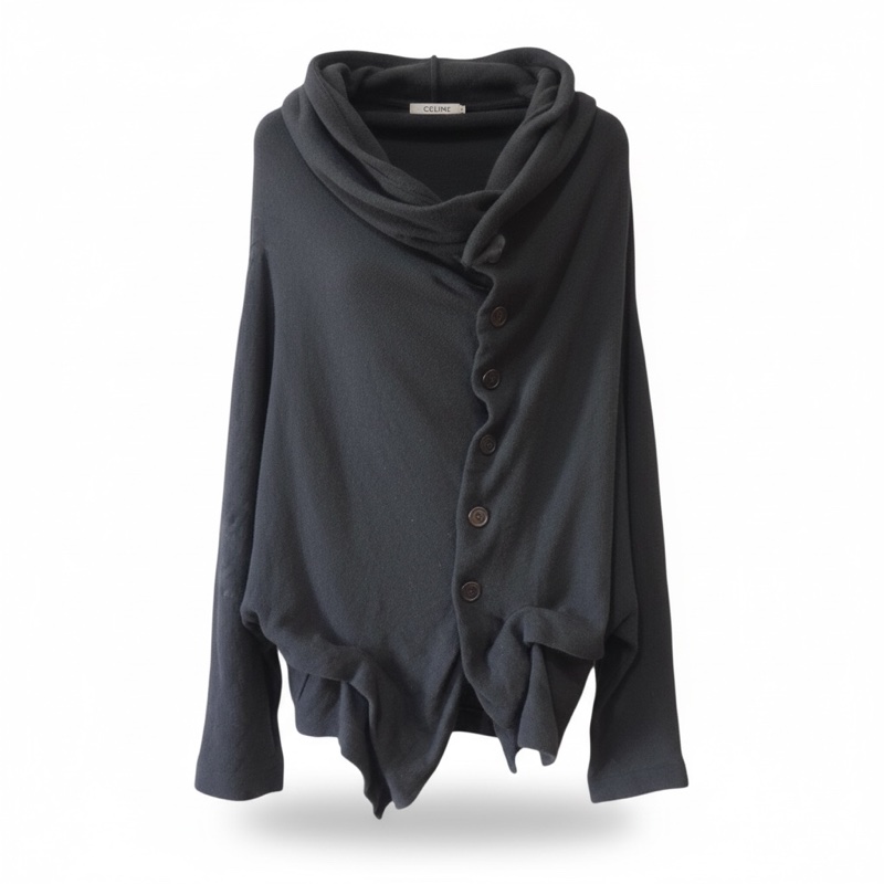 Y’s 黑色不規則剪裁結構毛衣-0