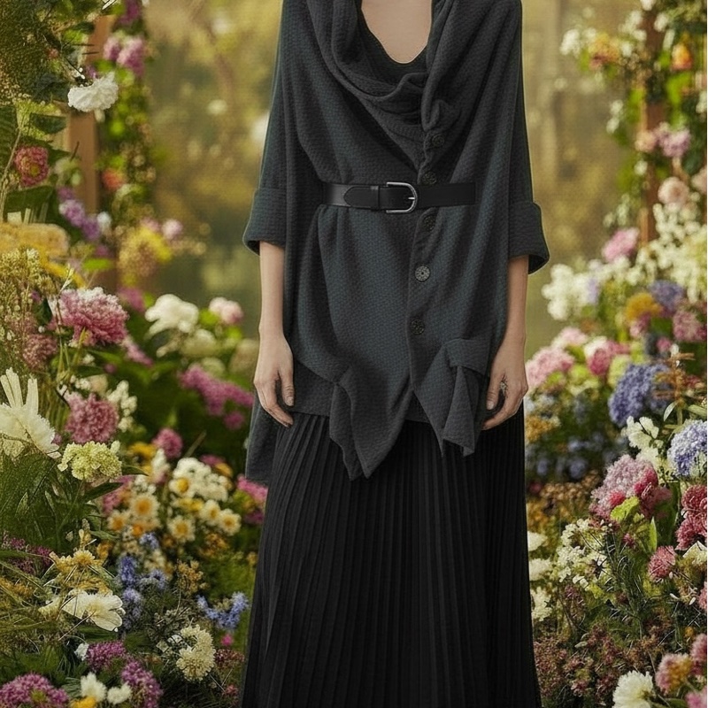 Y’s 黑色不規則剪裁結構毛衣-10