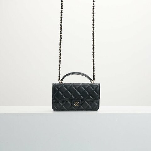 二手Chanel cf mini handle woc/黑金 芯片款