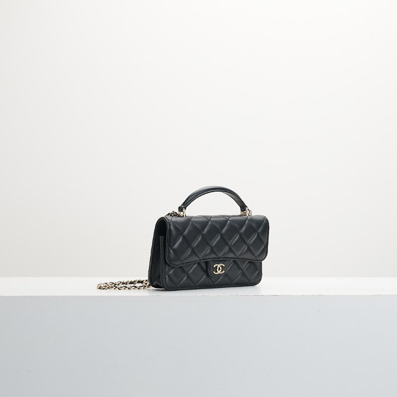 二手Chanel cf mini handle woc/黑金 芯片款-2