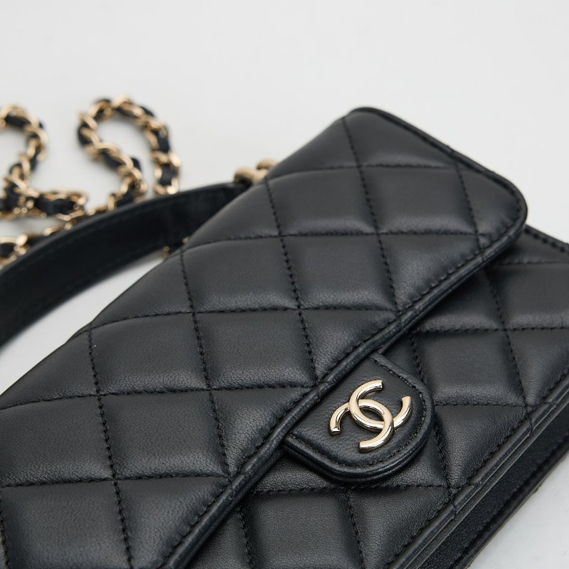 二手Chanel cf mini handle woc/黑金 芯片款-4