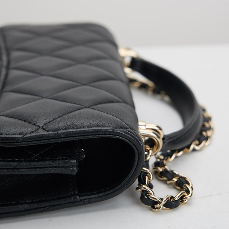 二手Chanel cf mini handle woc/黑金 芯片款-9