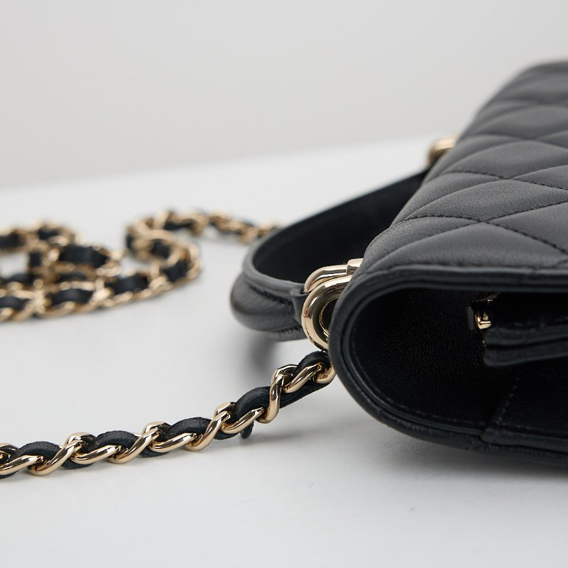 二手Chanel cf mini handle woc/黑金 芯片款-12