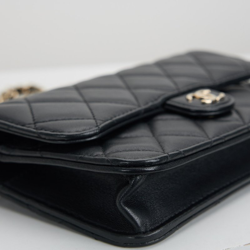 二手Chanel cf mini handle woc/黑金 芯片款-14