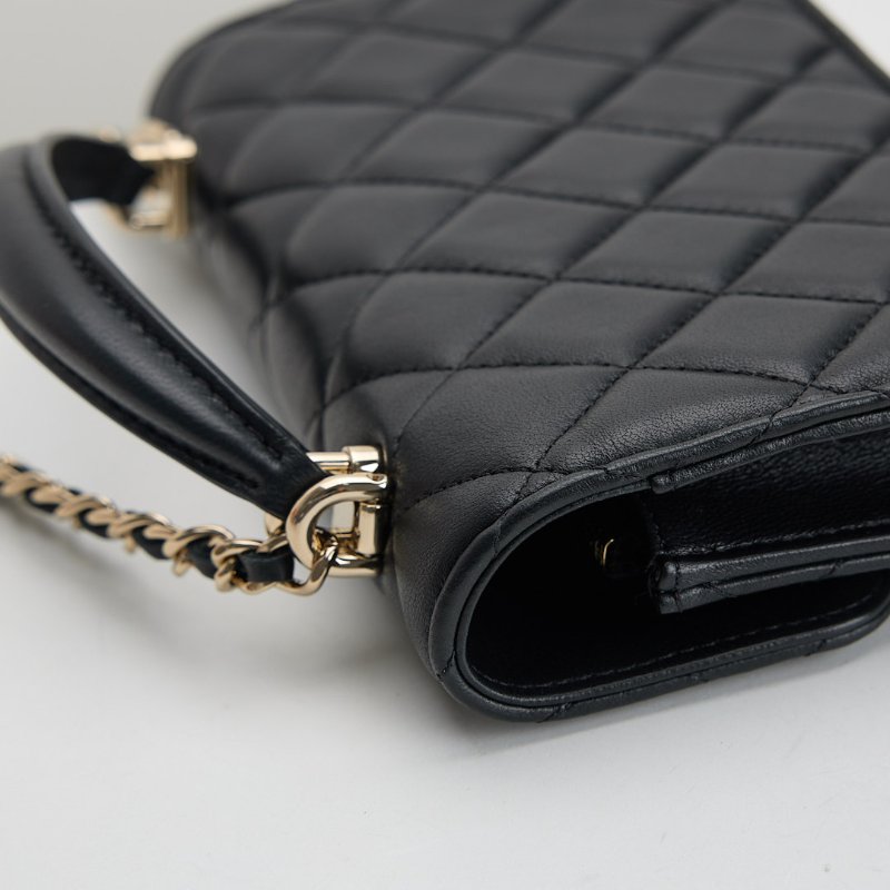 二手Chanel cf mini handle woc/黑金 芯片款-17
