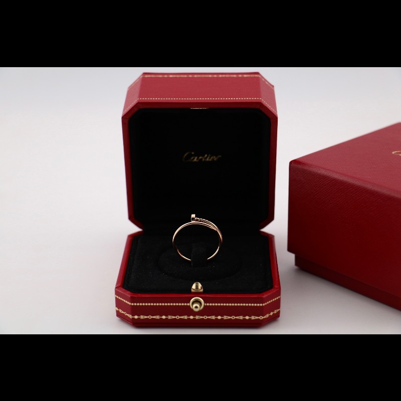 Cartier 黃金 無鑽 釘子戒指 窄版 61碼 有盒子-0