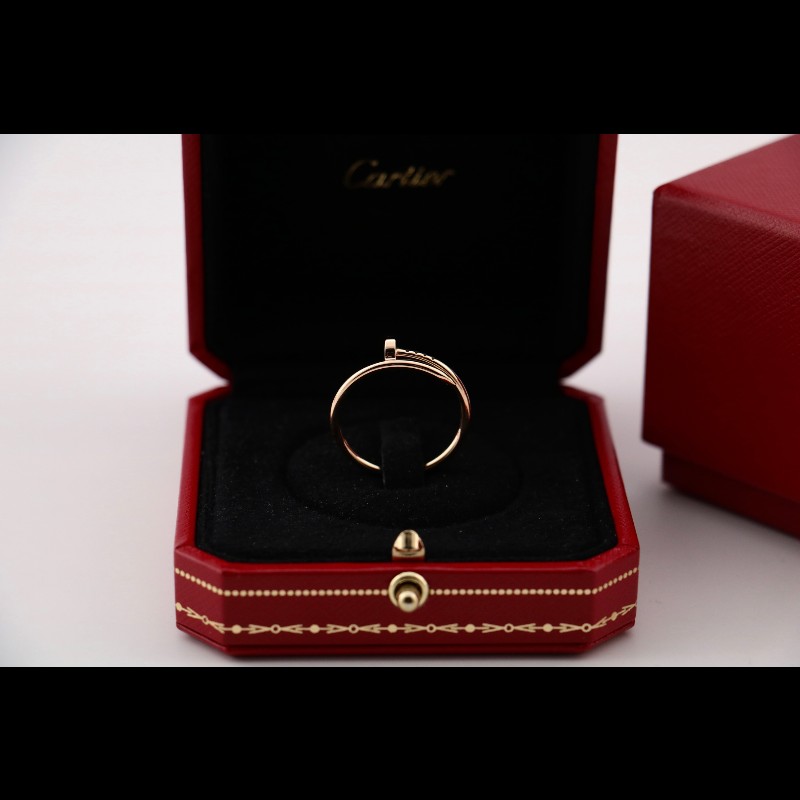Cartier 黃金 無鑽 釘子戒指 窄版 61碼 有盒子-1