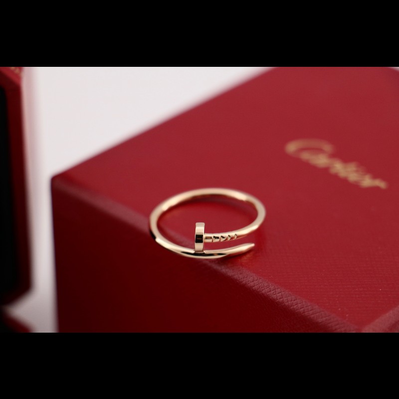 Cartier 黃金 無鑽 釘子戒指 窄版 61碼 有盒子-2