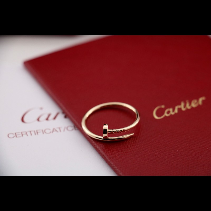Cartier 黃金 無鑽 釘子戒指 窄版 61碼 有盒子-3