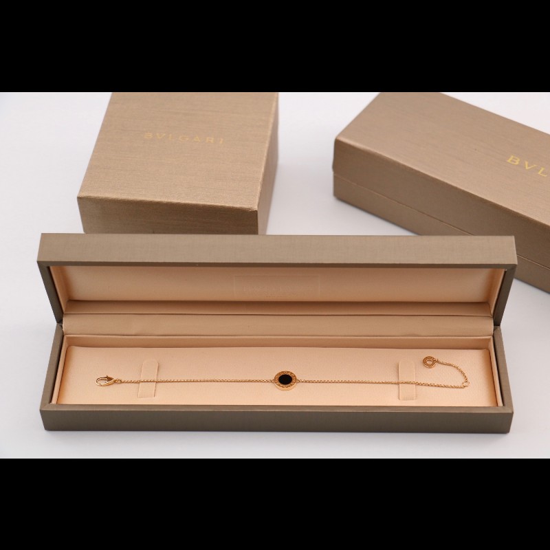 BVLGARI 黑瑪瑙小圓餅手鏈 M-L碼-0