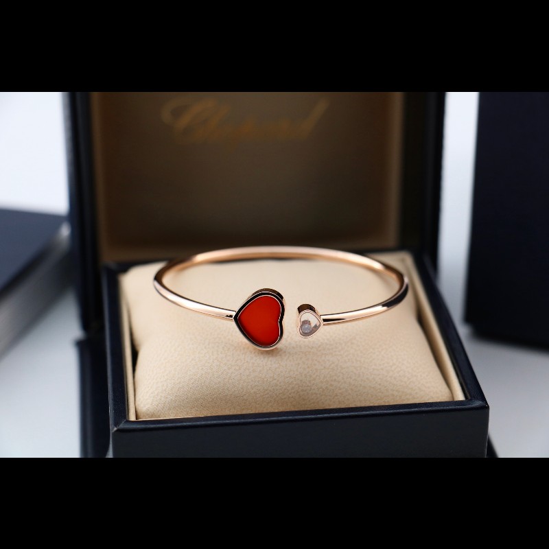 Chpoard 玫瑰金 紅玉髓 愛心 快樂鑽 手鐲 s碼-2