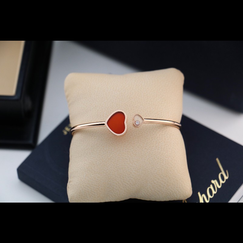 Chpoard 玫瑰金 紅玉髓 愛心 快樂鑽 手鐲 s碼-3