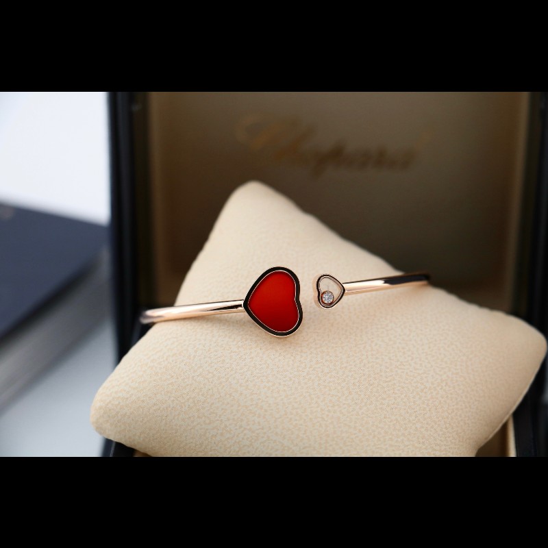 Chpoard 玫瑰金 紅玉髓 愛心 快樂鑽 手鐲 s碼-4