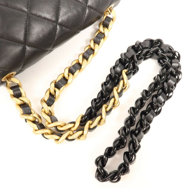 CHANEL 羊皮皮革Chain Shoulder金扣鏈帶肩背袋-4