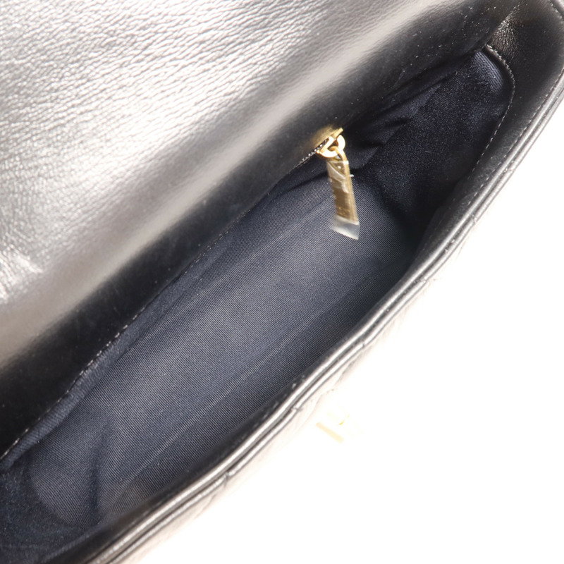 CHANEL 羊皮皮革Chain Shoulder金扣鏈帶肩背袋-9