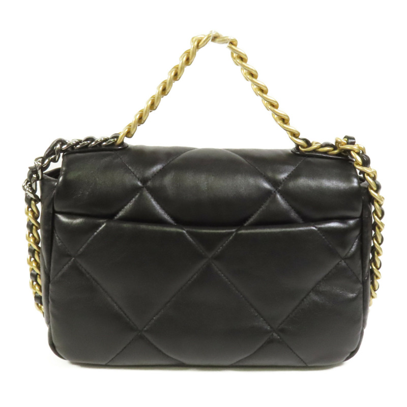 CHANEL 羊皮皮革Chanel 19 Small金扣鏈帶手挽肩背兩用袋-1