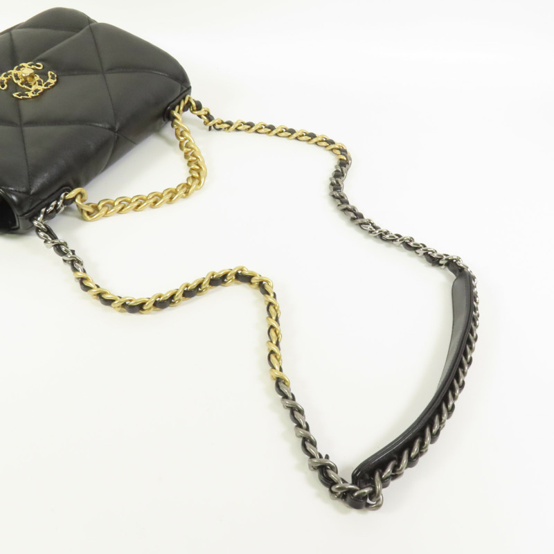 CHANEL 羊皮皮革Chanel 19 Small金扣鏈帶手挽肩背兩用袋-4