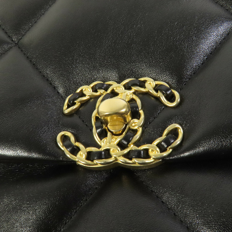 CHANEL 羊皮皮革Chanel 19 Small金扣鏈帶手挽肩背兩用袋-5