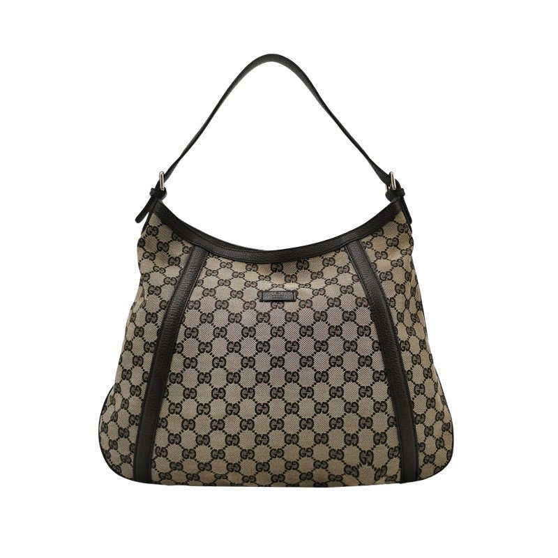 Gucci牛皮帆布雙G印花單肩包-0