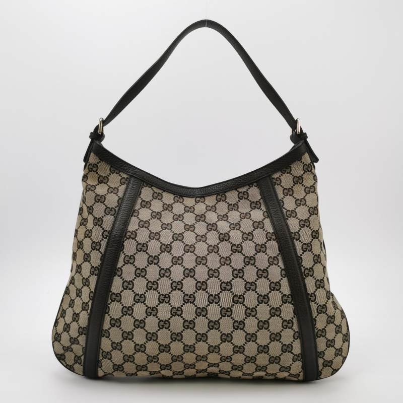 Gucci牛皮帆布雙G印花單肩包-4