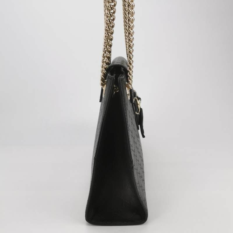 Gucci Emily大號牛皮老花壓紋流蘇馬銜扣單肩 包-3