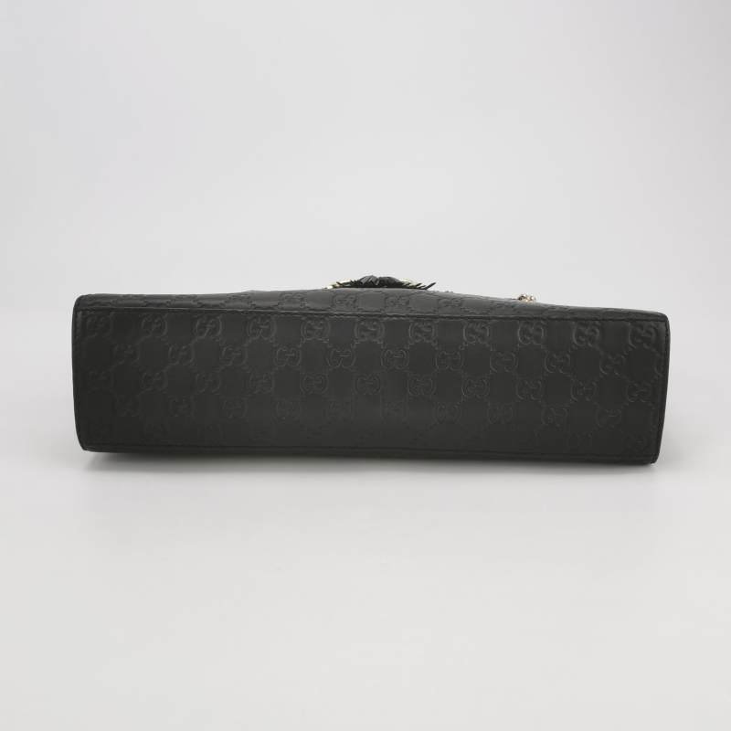 Gucci Emily大號牛皮老花壓紋流蘇馬銜扣單肩 包-5