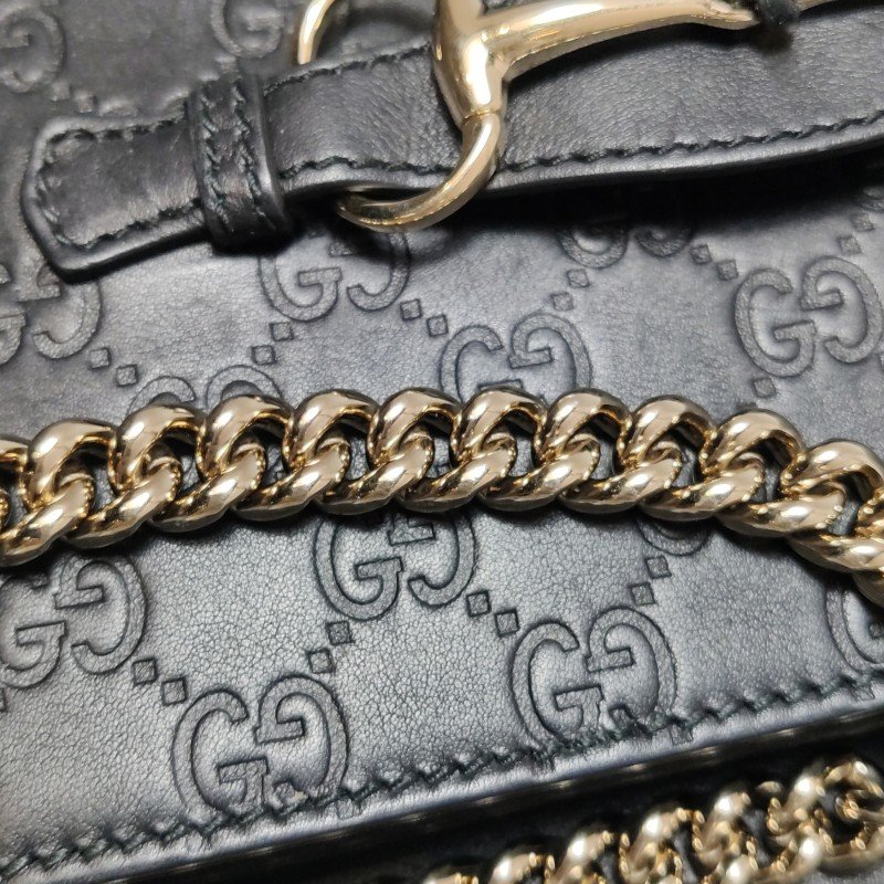 Gucci Emily大號牛皮老花壓紋流蘇馬銜扣單肩 包-12