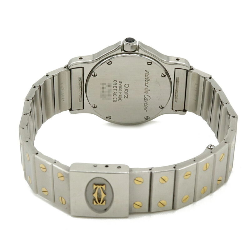 卡地亞 Santos 八角形象牙色錶盤黃金精鋼女石英腕錶 W2001583-7