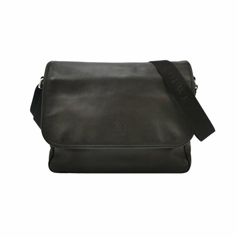 Loewe牛皮logo純色壓紋斜挎包單肩包