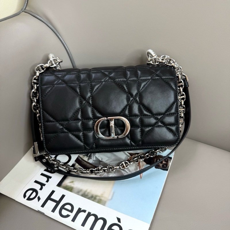 Dior 黑銀小號Caro 尺寸約20*12,經典CD 可單肩可斜挎-0