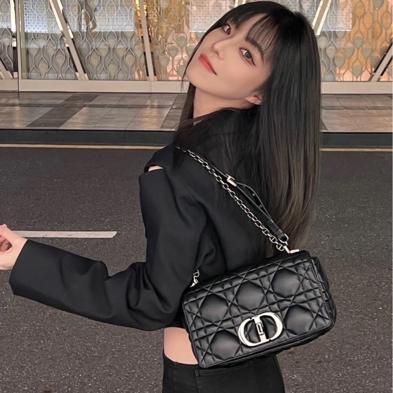 Dior 黑銀小號Caro 尺寸約20*12,經典CD 可單肩可斜挎-1