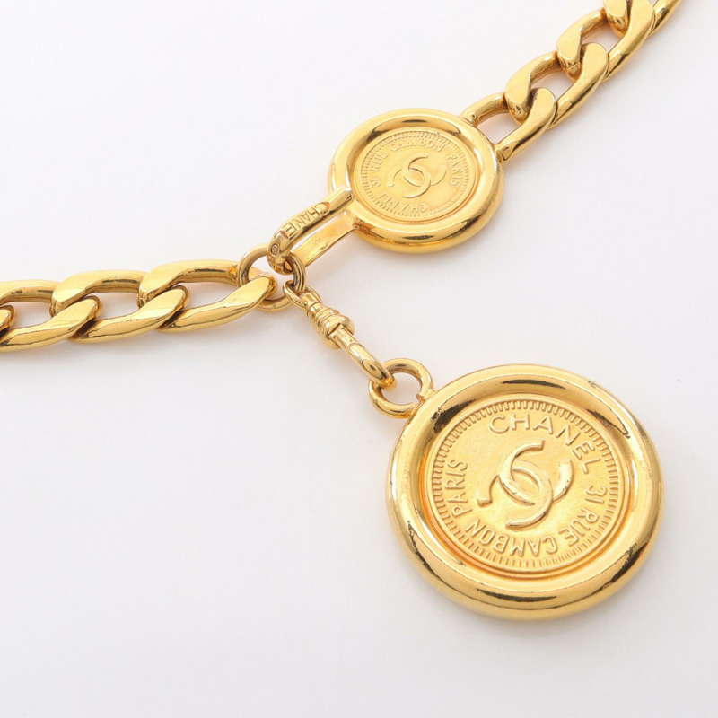 香奈兒 COCO 標誌鏈條腰帶吊墜 90.5公分 鍍金 二手 女士-1