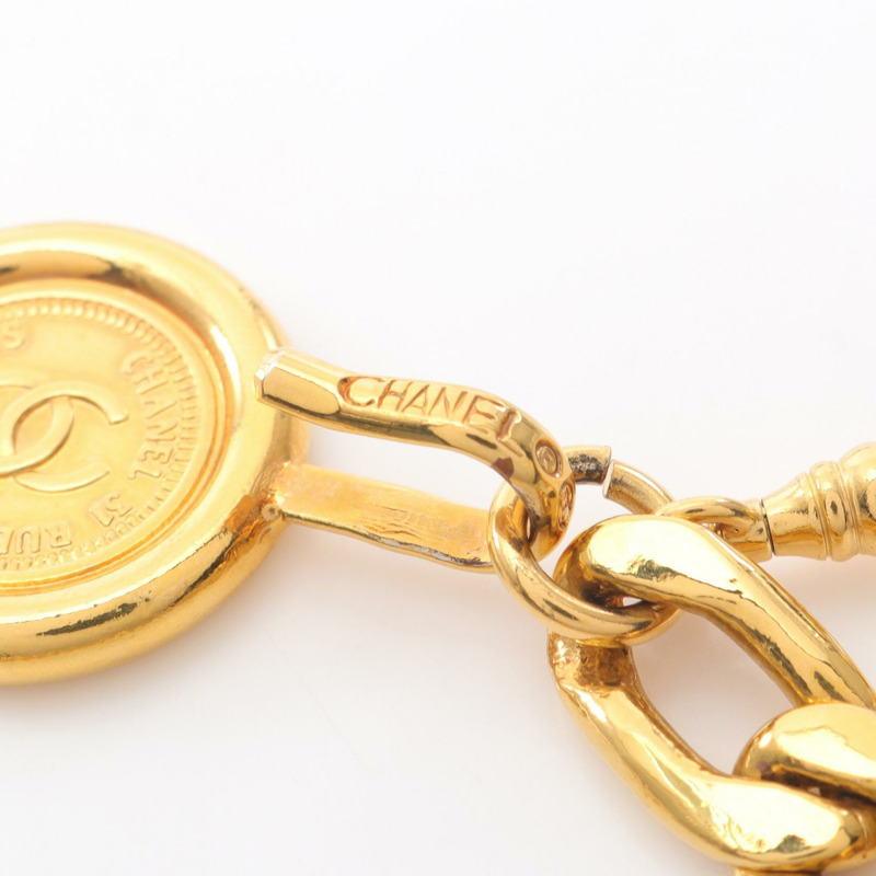 香奈兒 COCO 標誌鏈條腰帶吊墜 90.5公分 鍍金 二手 女士-2