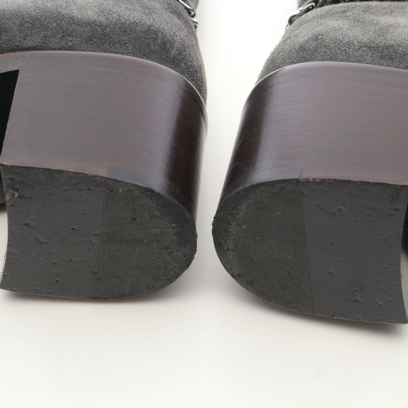 香奈兒 COCO Mark Matelasse 短靴 #38C G35091 灰色麂皮二手女款-6